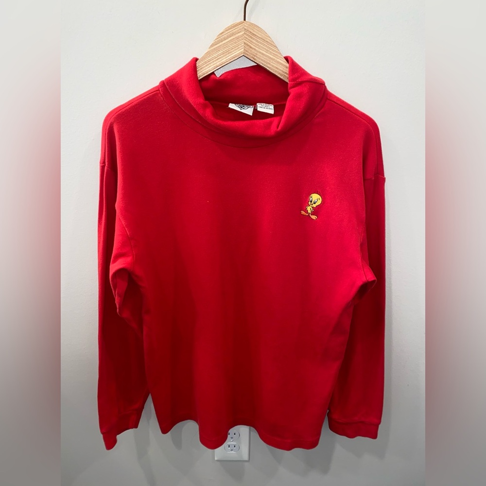 Acme Clothing Co. 100% Cotton Tweety Bird Embroidered Red Turtleneck Women’s S
